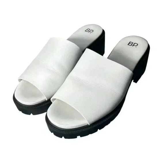 NORDSTROM BP Dionne Chunky Platform Slides Sandal - White, Black- Women size 8.5 - Picture 1 of 9